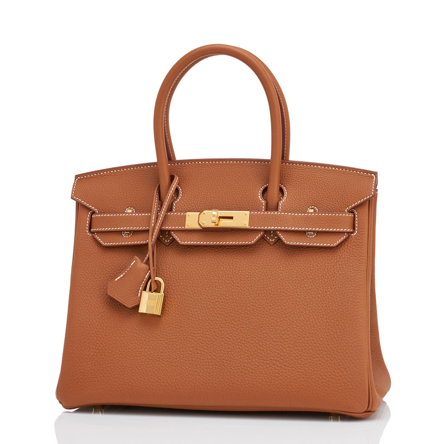 Brown Hermes Birkin 30cm Gold Tan Togo Gold Hardware Bag U Stamp, 2022