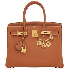 Sac Hermès Birkin 30 or brun clair Togo finitions métalliques dorées estampillée U, 2022