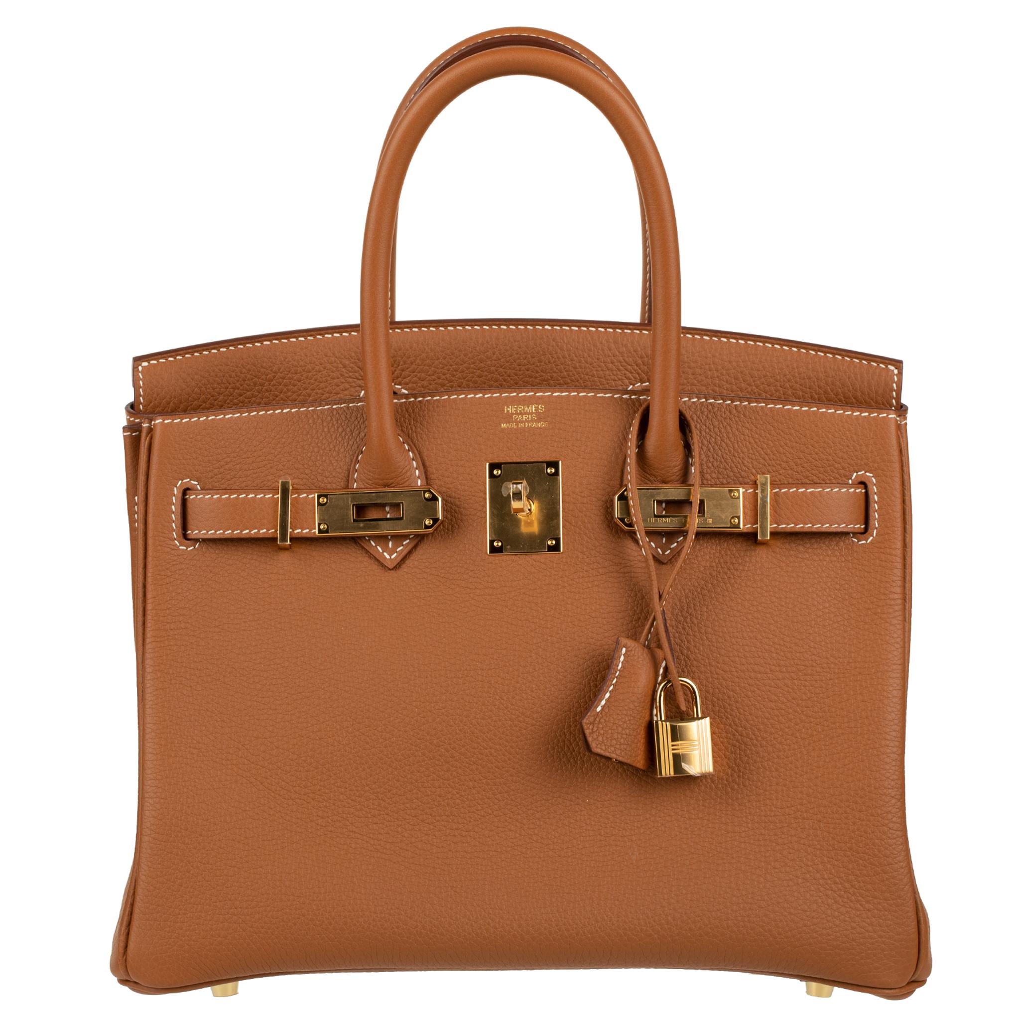 Hermès Birkin 30cm Gold Togo Leder Gold Hardware (Braun)