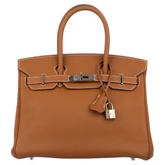 Hermes Birkin 30cm Piel Togo Dorada Herrajes Paladio