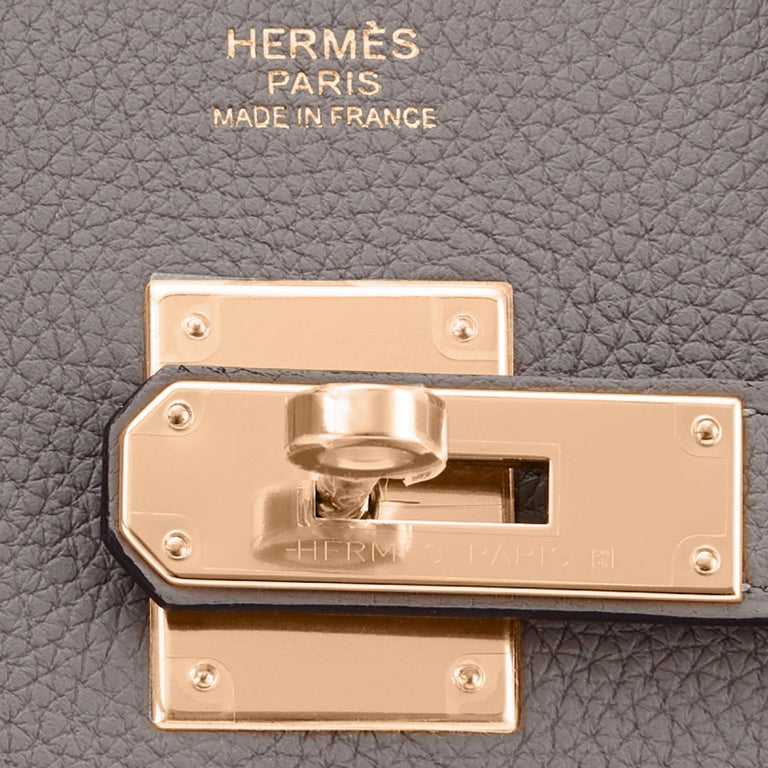 Hermes Birkin 30cm Gris Meyer Rose Gold Grey Togo Bag U Stamp, 2022 For Sale 8