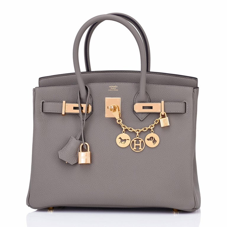 Hermes Birkin 30cm Gris Meyer Rose Gold Grey Togo Bag U Stamp, 2022
Gris Meyer with Rose Gold is SO PRETTY in person!
Don't miss this perfect new neutral shade with rare Rose Gold!
Brand New in Box. Store Fresh. Pristine Condition (with plastic on