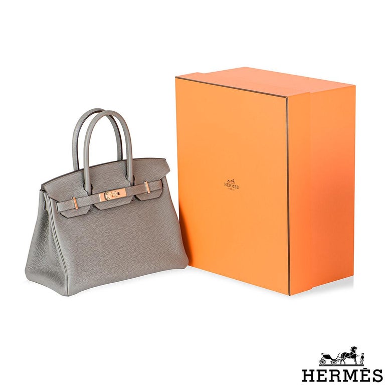 Hermes Birkin bag 30 Gris meyer Togo leather Gold hardware