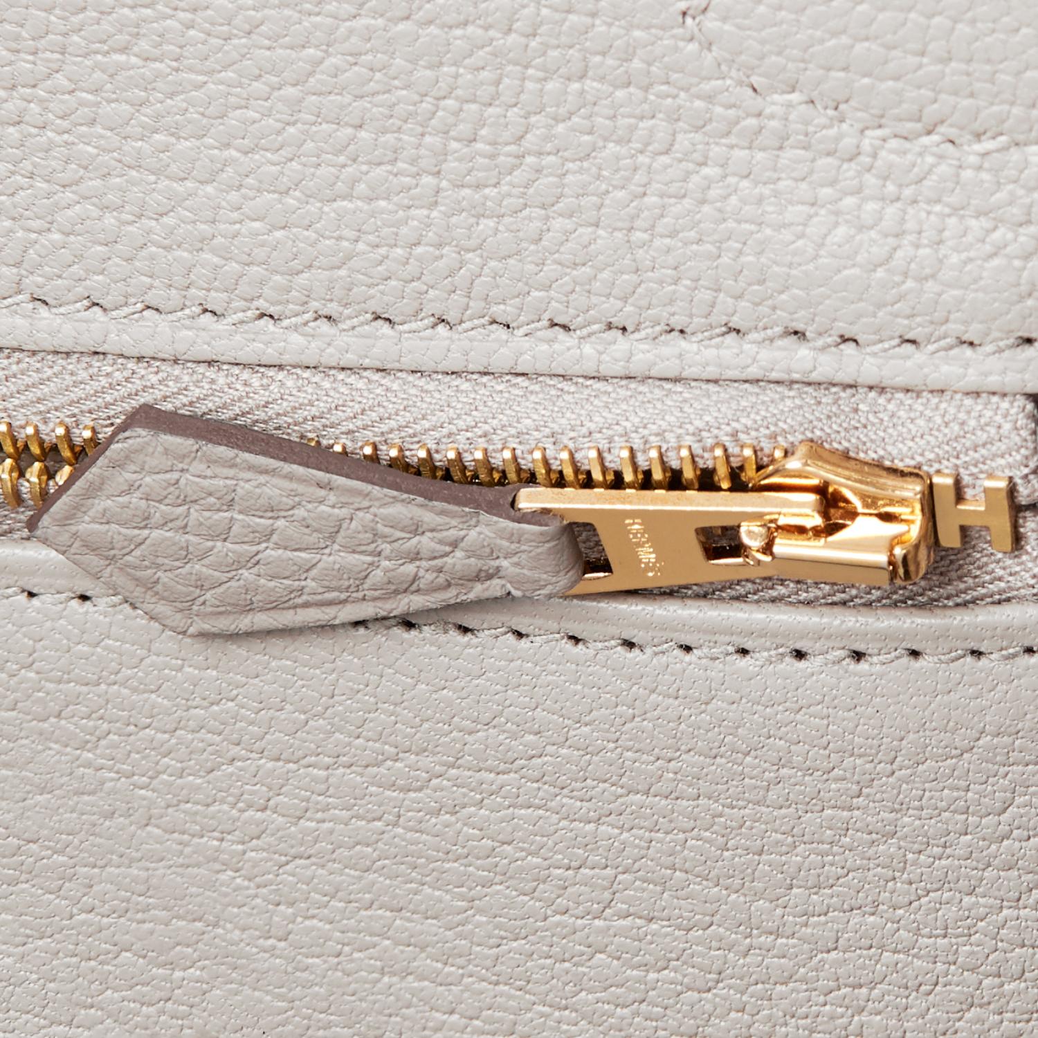 Hermès Birkin 30cm Gris Perle Togo Tasche mit Goldbeschlägen und Perlen in Grau  im Angebot 4