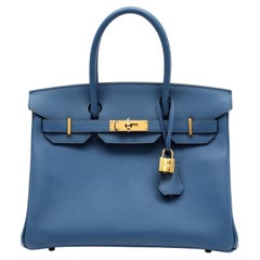 Hermès Birkin 30cm Bleu Agate Epsom Leather w GH