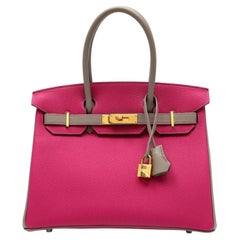 Hermès Birkin 30cm HSS Rose Pourpre/Gris Asphalte Togo Leather w Gold Hardware