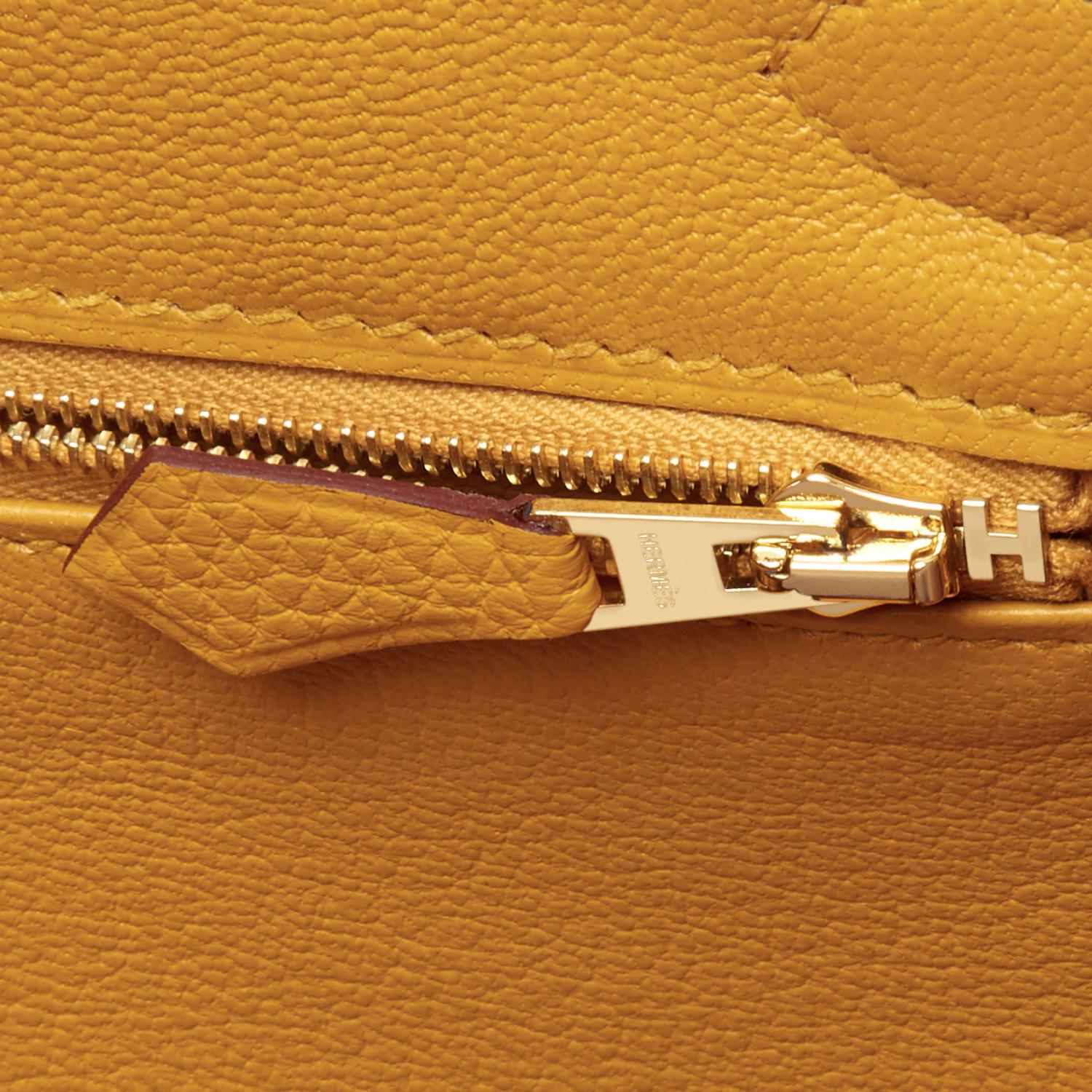 Hermes Birkin 30cm Jaune Ambre Tasche Togo Amber Gelb Gold Hardware 6