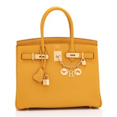 Hermes Birkin 30cm Jaune Ambre Bag Togo Amber Yellow Gold Hardware