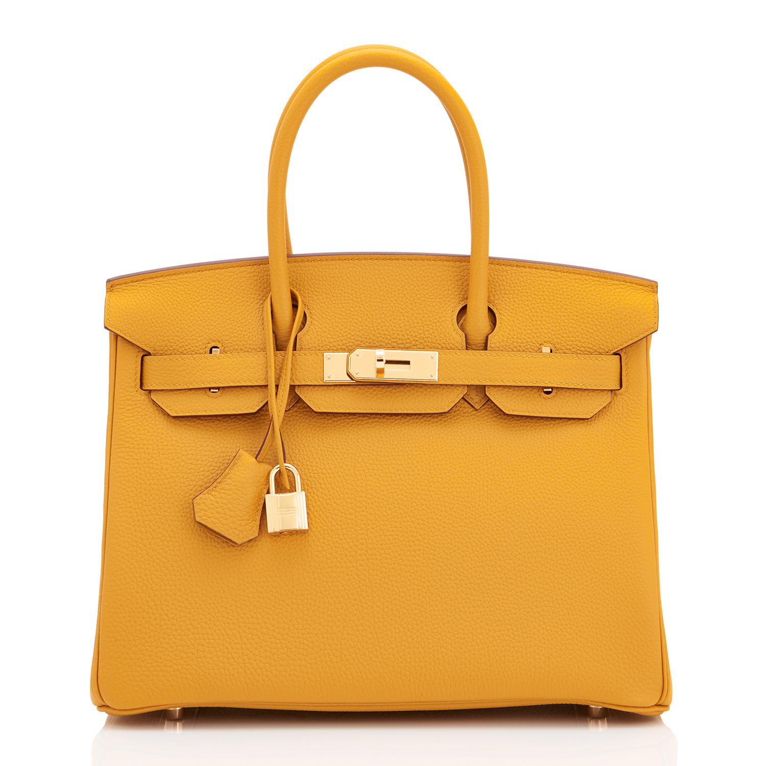 Hermes Birkin 30cm Jaune Ambre Tasche Togo Amber Gelb Gold Hardware (Orange)