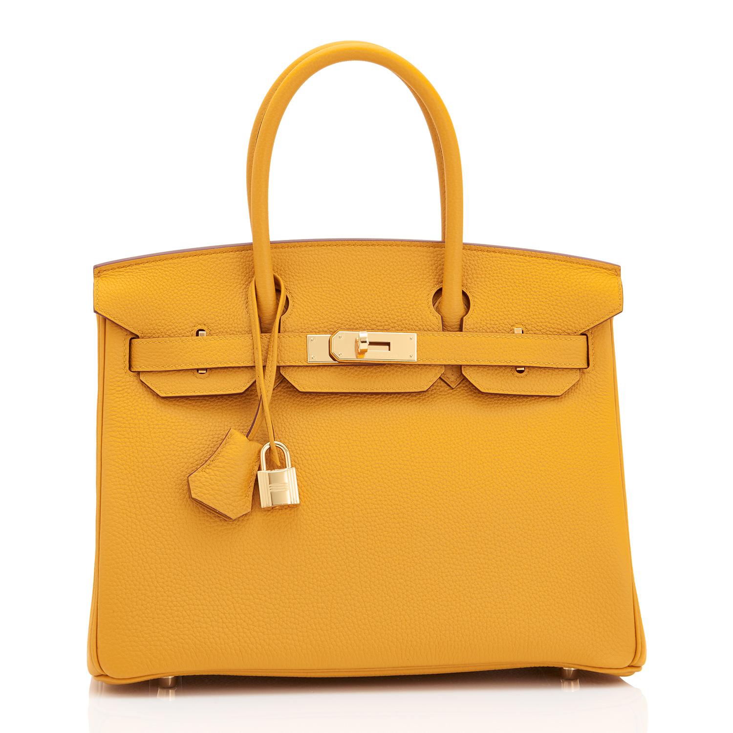 Orange Hermes Birkin 30cm Jaune Ambre Bag Togo Amber Yellow Gold Hardware 