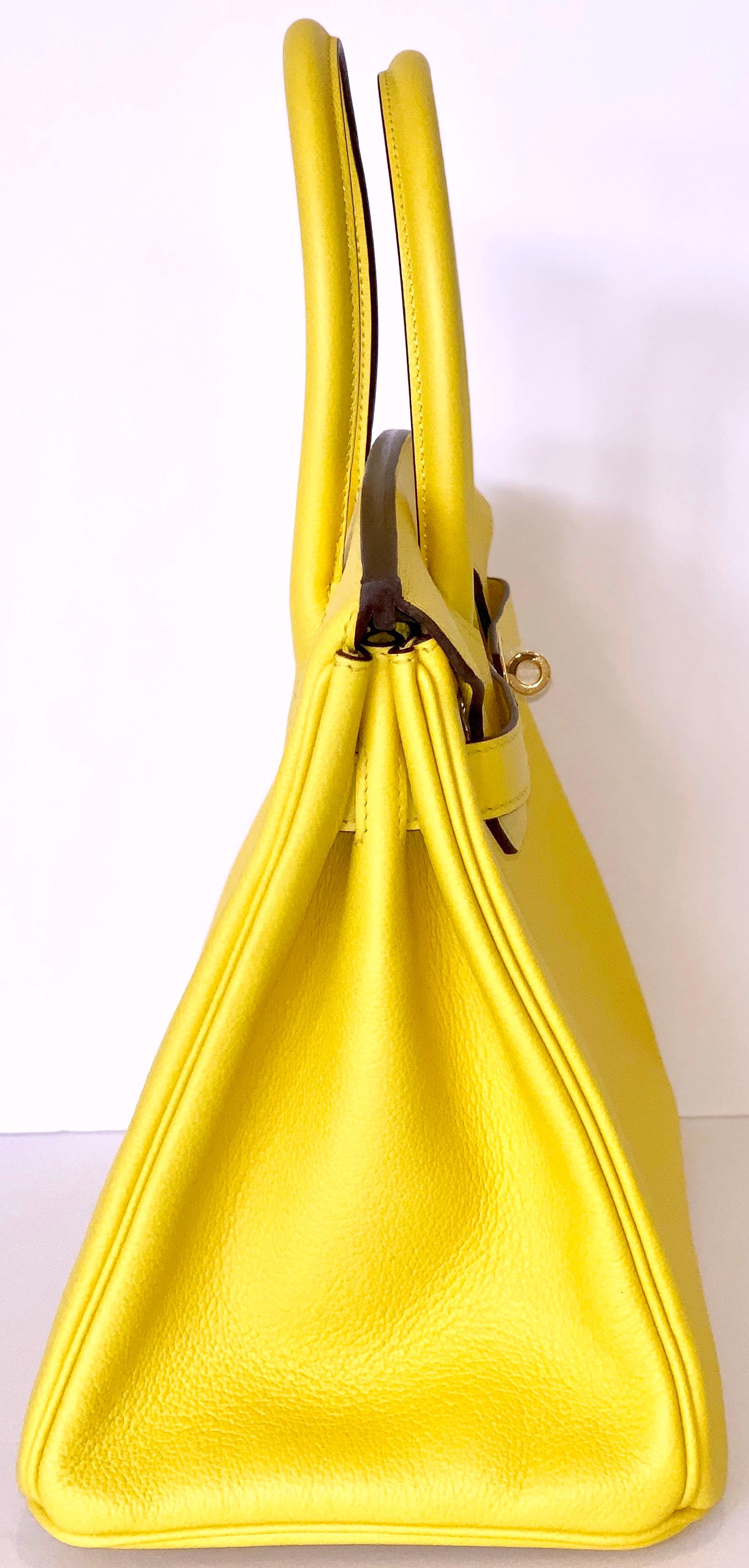 Women's or Men's Hermes Birkin 30cm Jaune de Naples Yellow Taurillon Novillo
