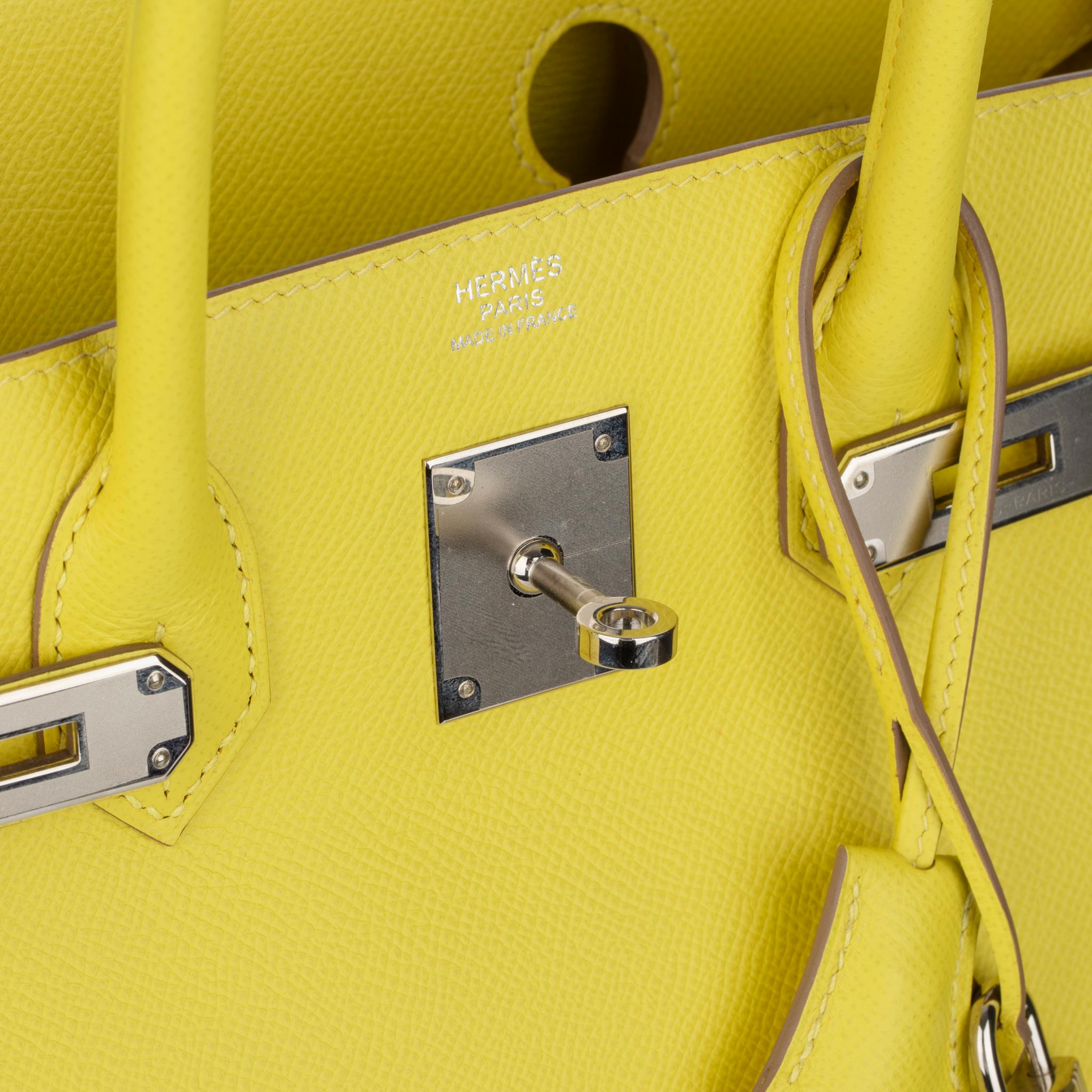 Hermes Birkin 30cm Lime Epsom Leather Palladium Hardware 12