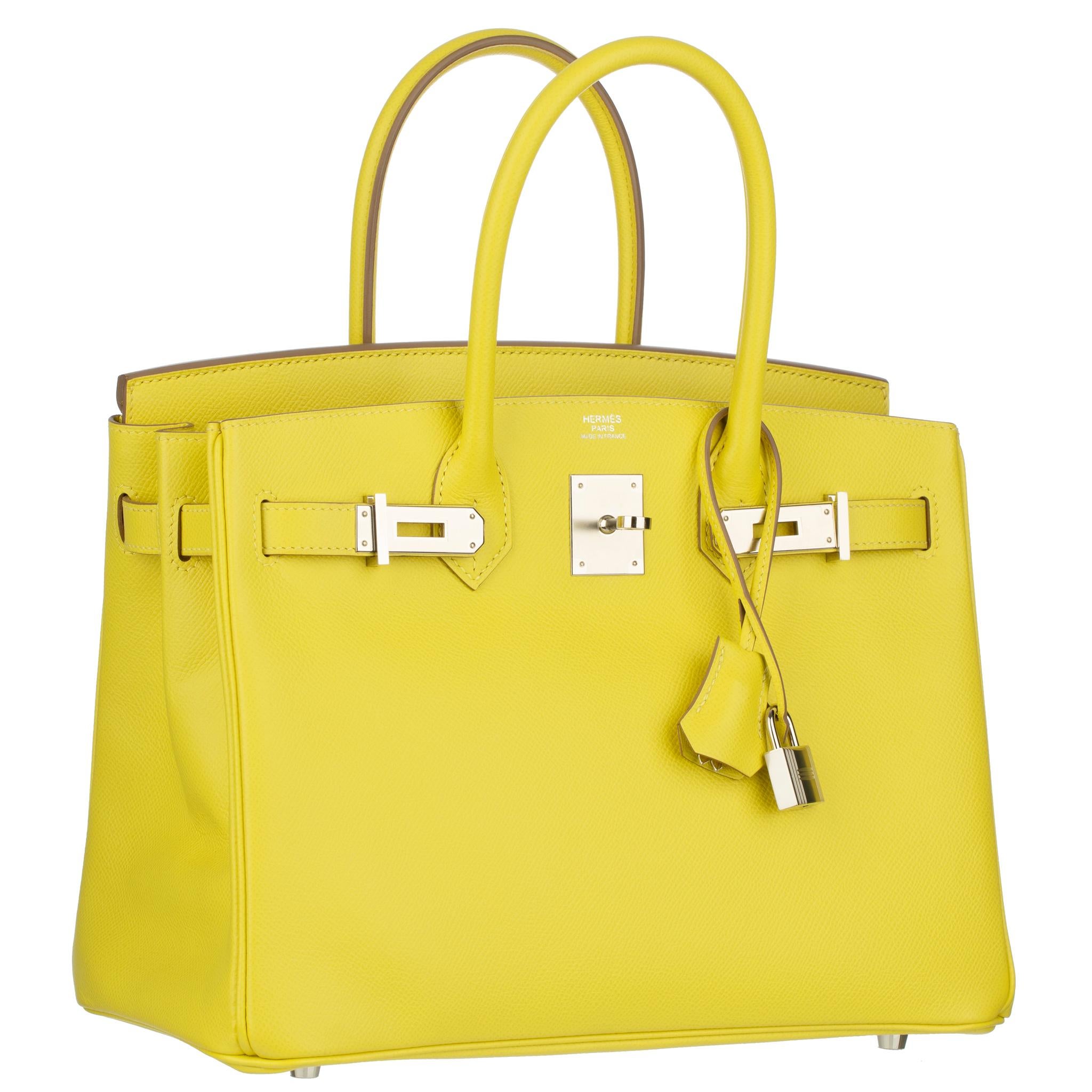Women's or Men's Hermes Birkin 30cm Lime Epsom Leather Palladium Hardware