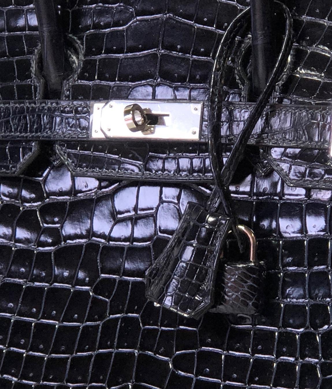 Hermes Birkin 30cm, Marine Porosus Crocodile with Palladium Hardware For Sale 6