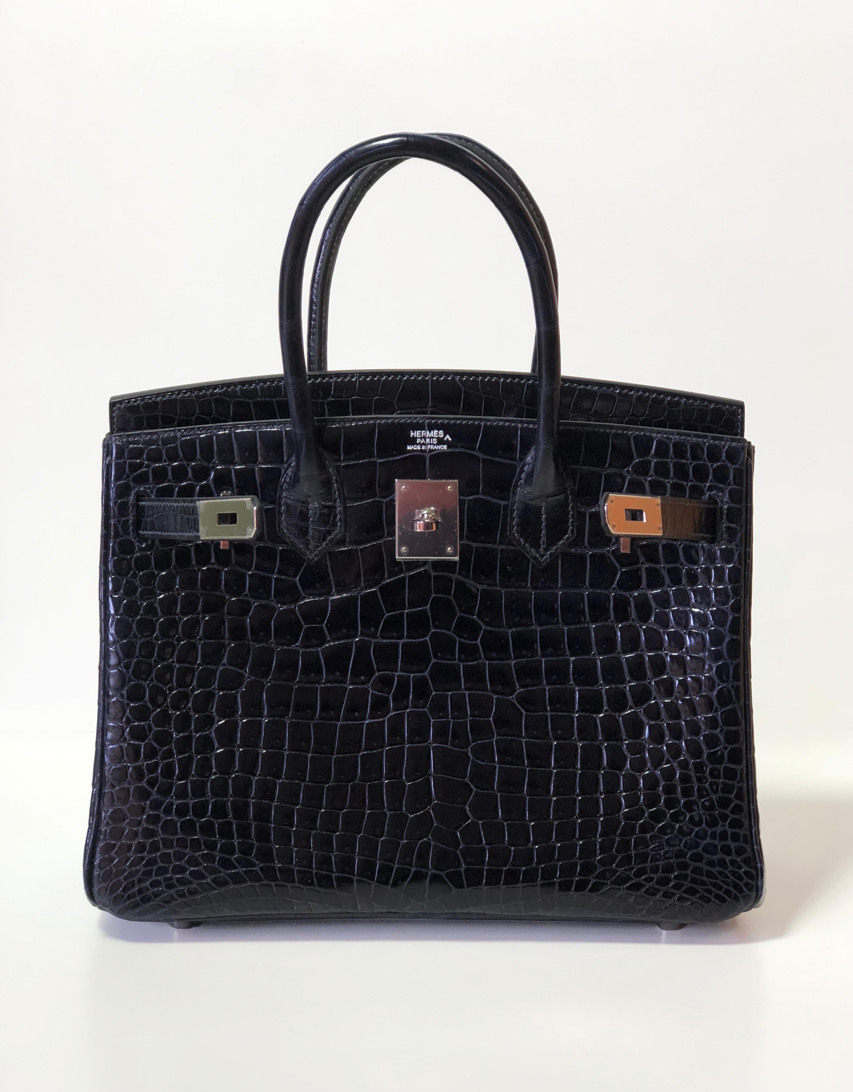 Hermes Birkin 30cm, Marine Porosus Crocodile with Palladium Hardware For Sale 2