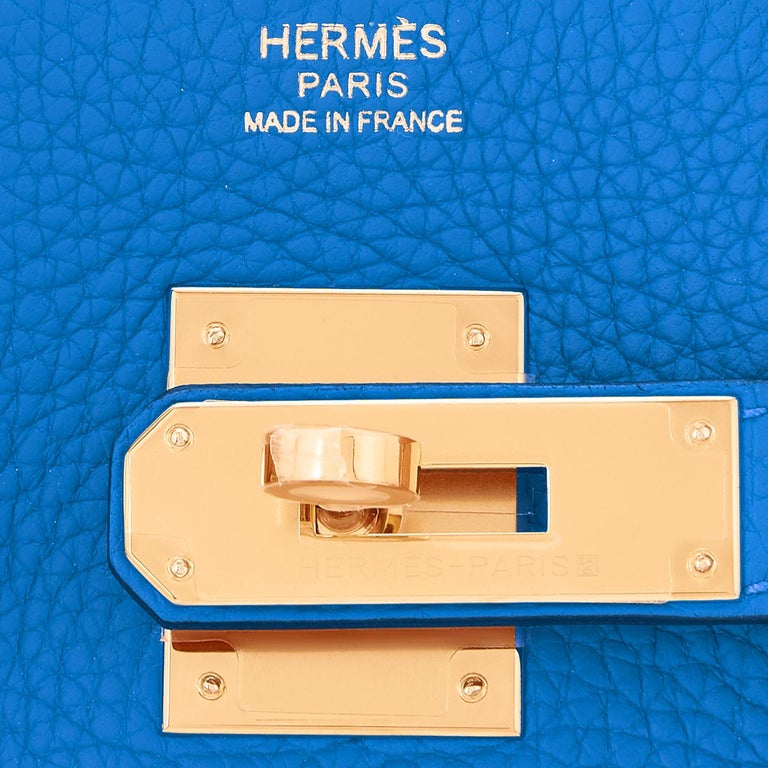 Hermes Birkin 30 Bleu Mykonos Ostrich Bag Gold Hardware For Sale at 1stDibs