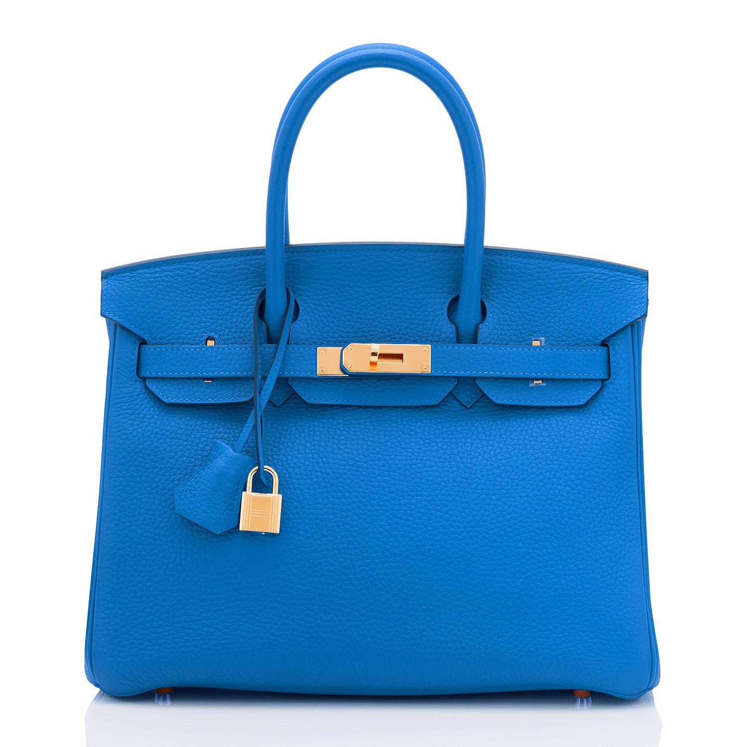 Hermes Birkin 30cm Mykonos Blue Birkin Gold Hardware Bag Z Stamp, 2021 4