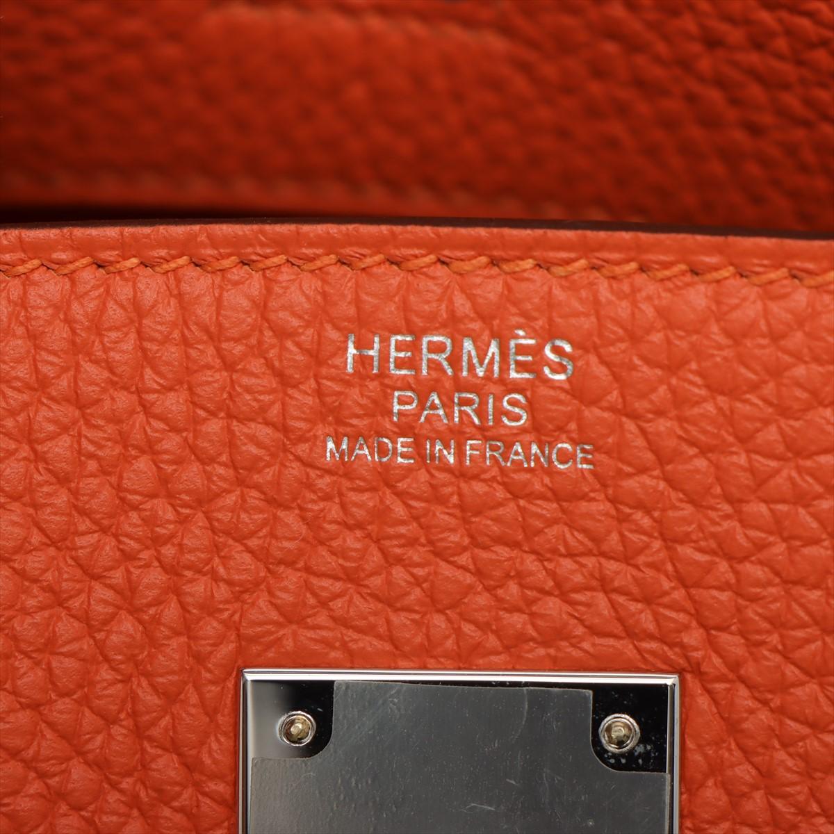 Hermes Birkin 30cm Orange Clemence Leather Palladium Hardware 6