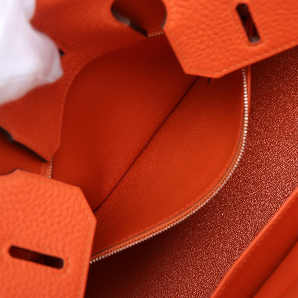 Hermes Birkin 30cm Orange Clemence Leather Palladium Hardware 4