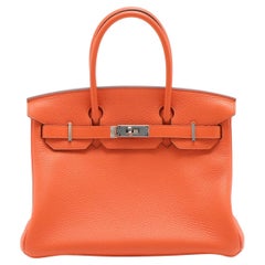 Hermes Birkin 30cm Orange Clemence Leather Palladium Hardware