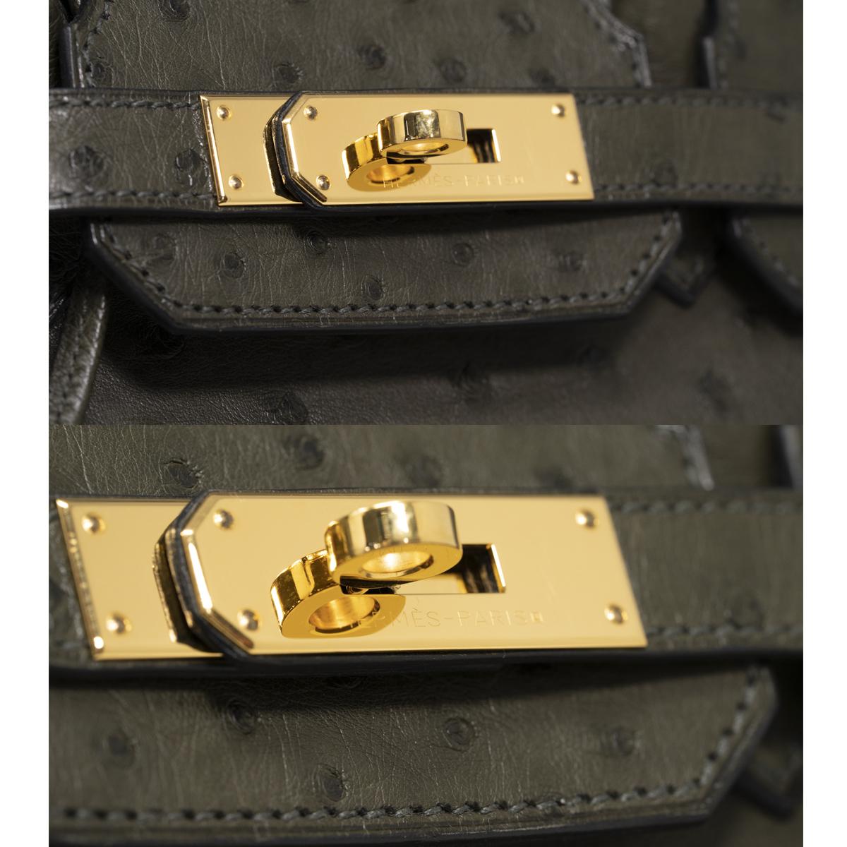 Hermes Birkin 30cm Ostrich Leather Exotic Vert Olive Gold Tone Hardware Handbag  For Sale 1