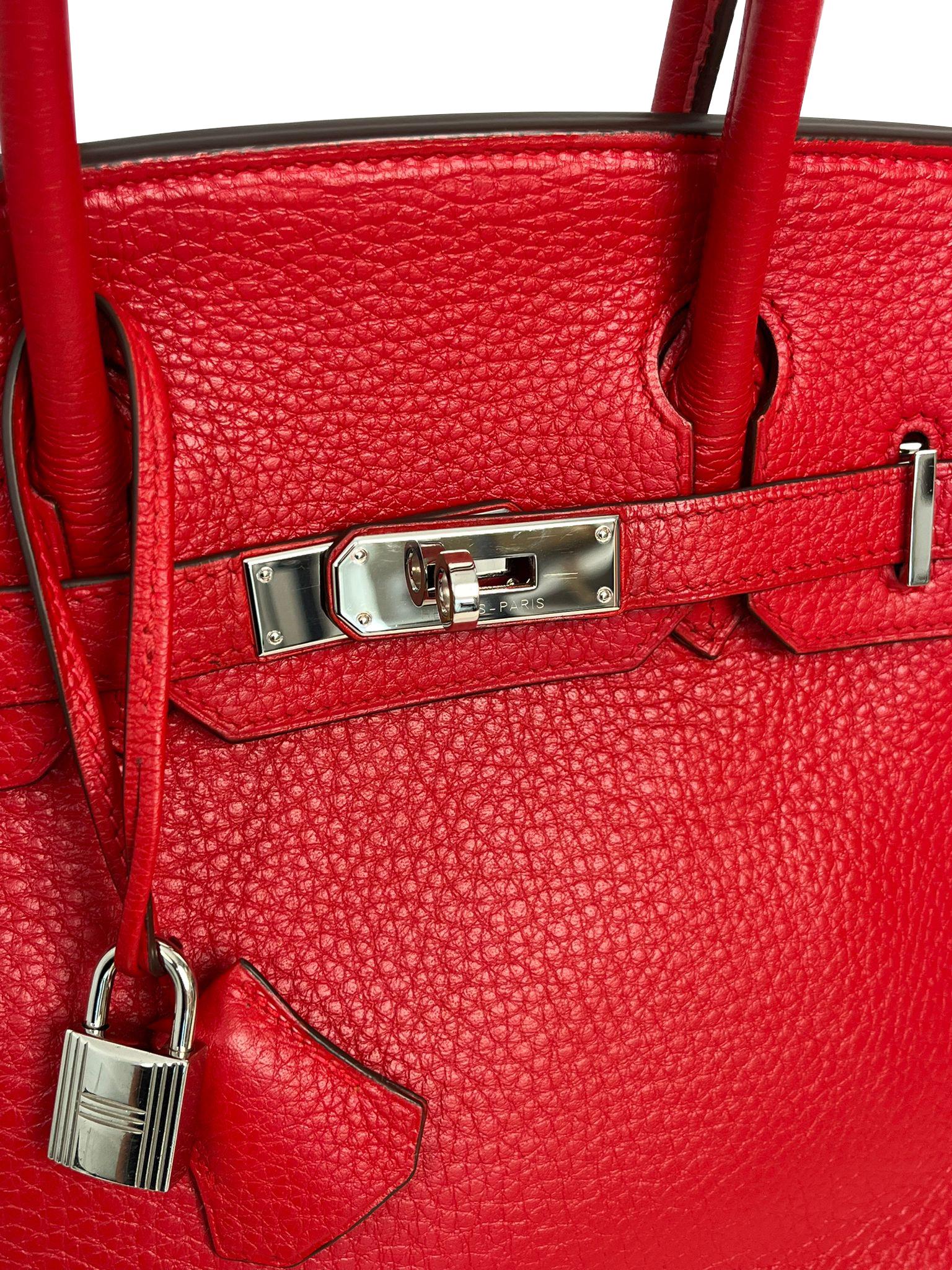 Hermes Birkin 30cm Red Togo Leather Tote Handbag 5