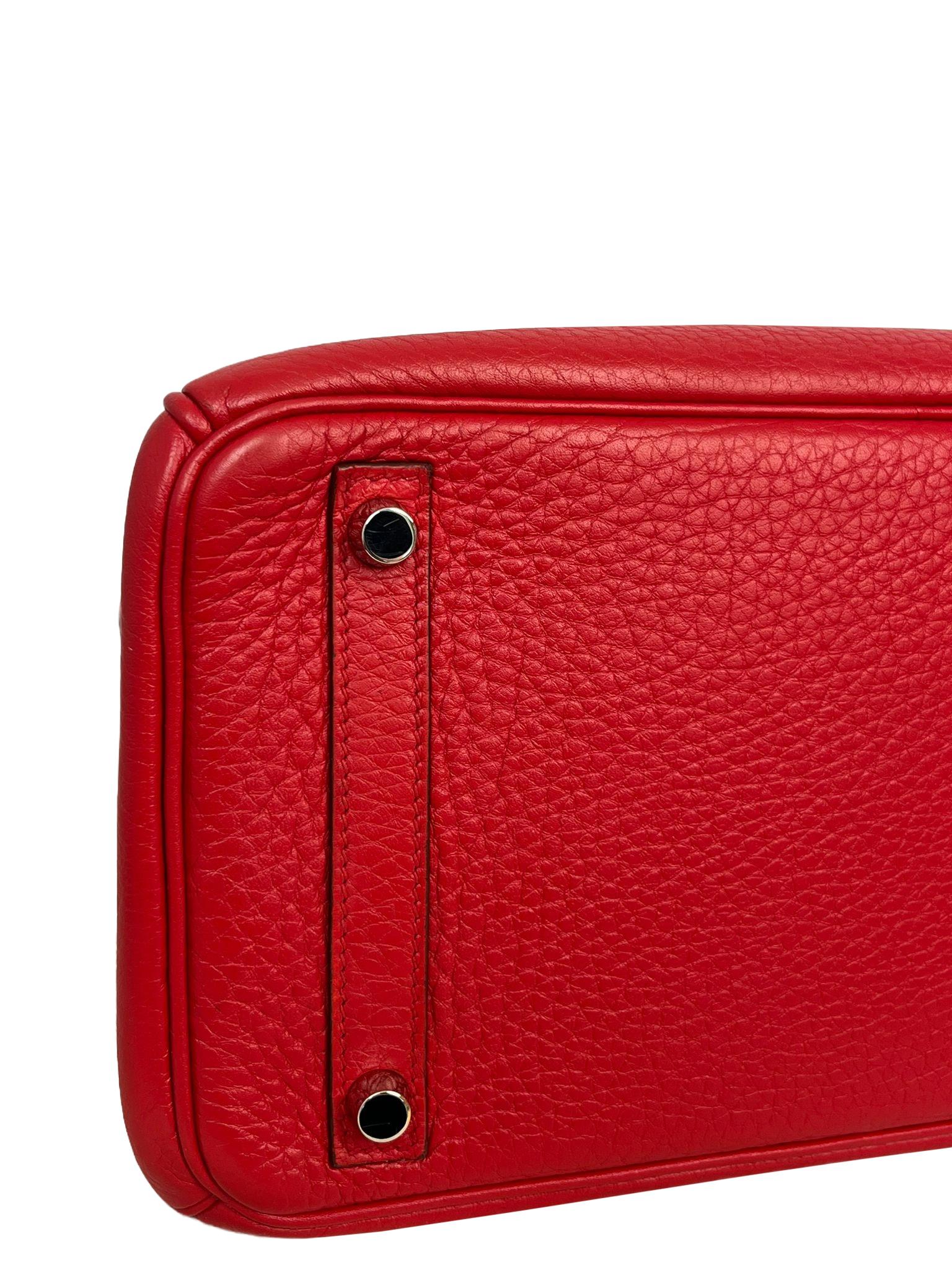 Hermes Birkin 30cm Red Togo Leather Tote Handbag 9