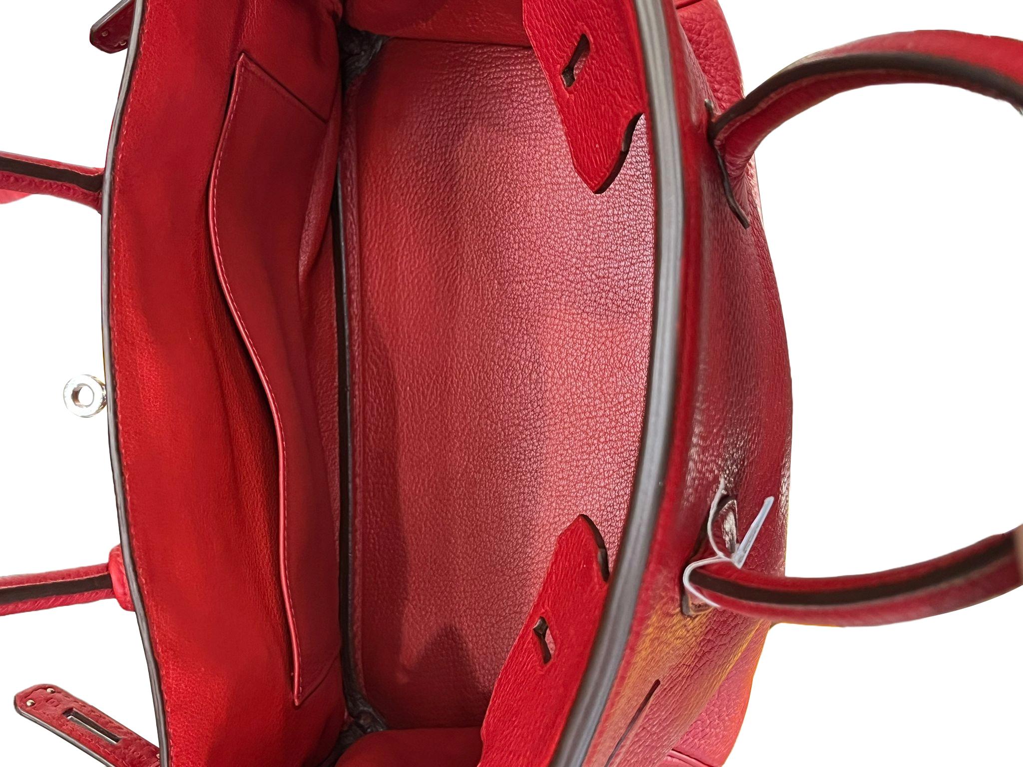 Hermes Birkin 30cm Red Togo Leather Tote Handbag 11