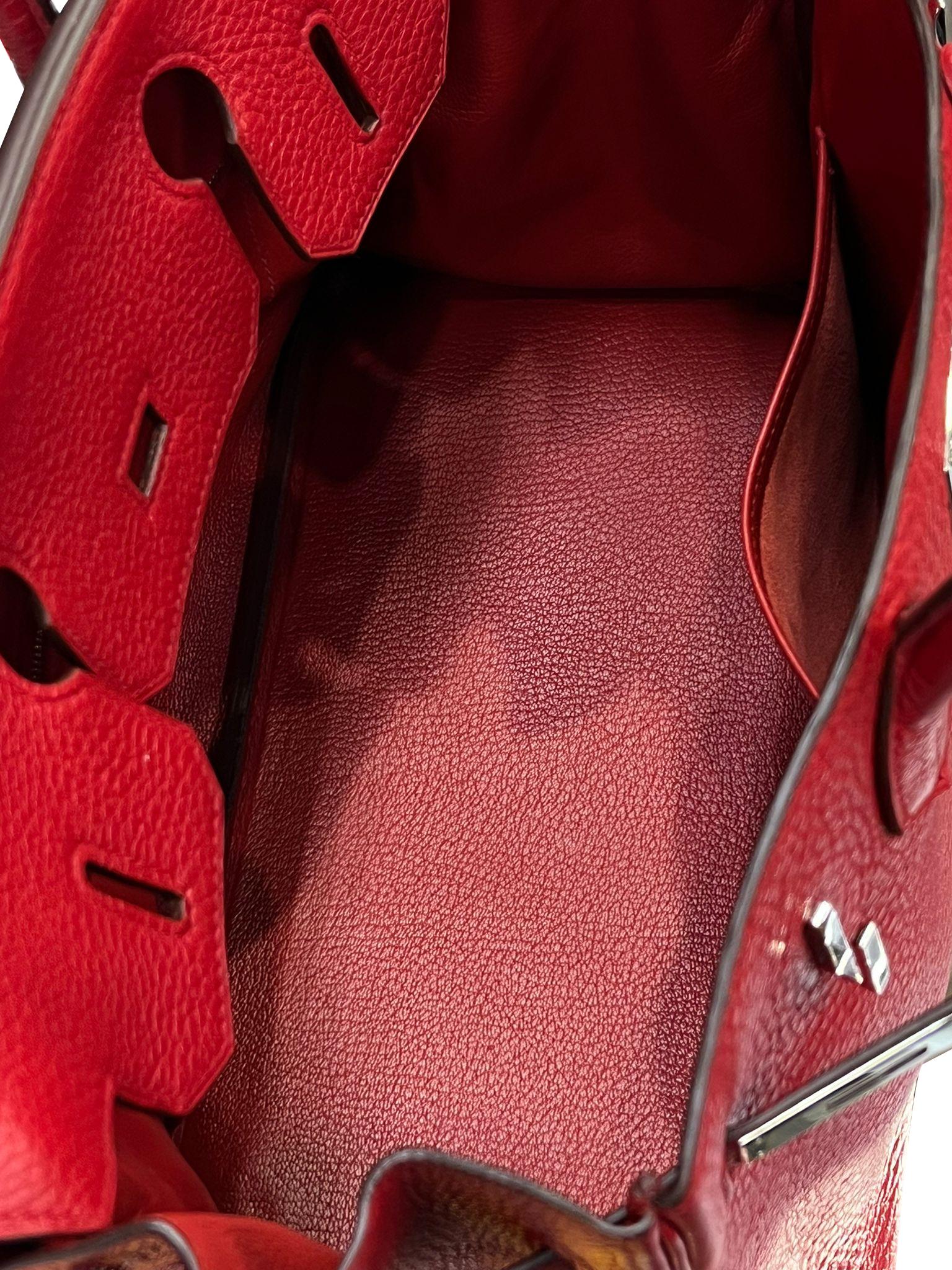 Hermes Birkin 30cm Red Togo Leather Tote Handbag 12