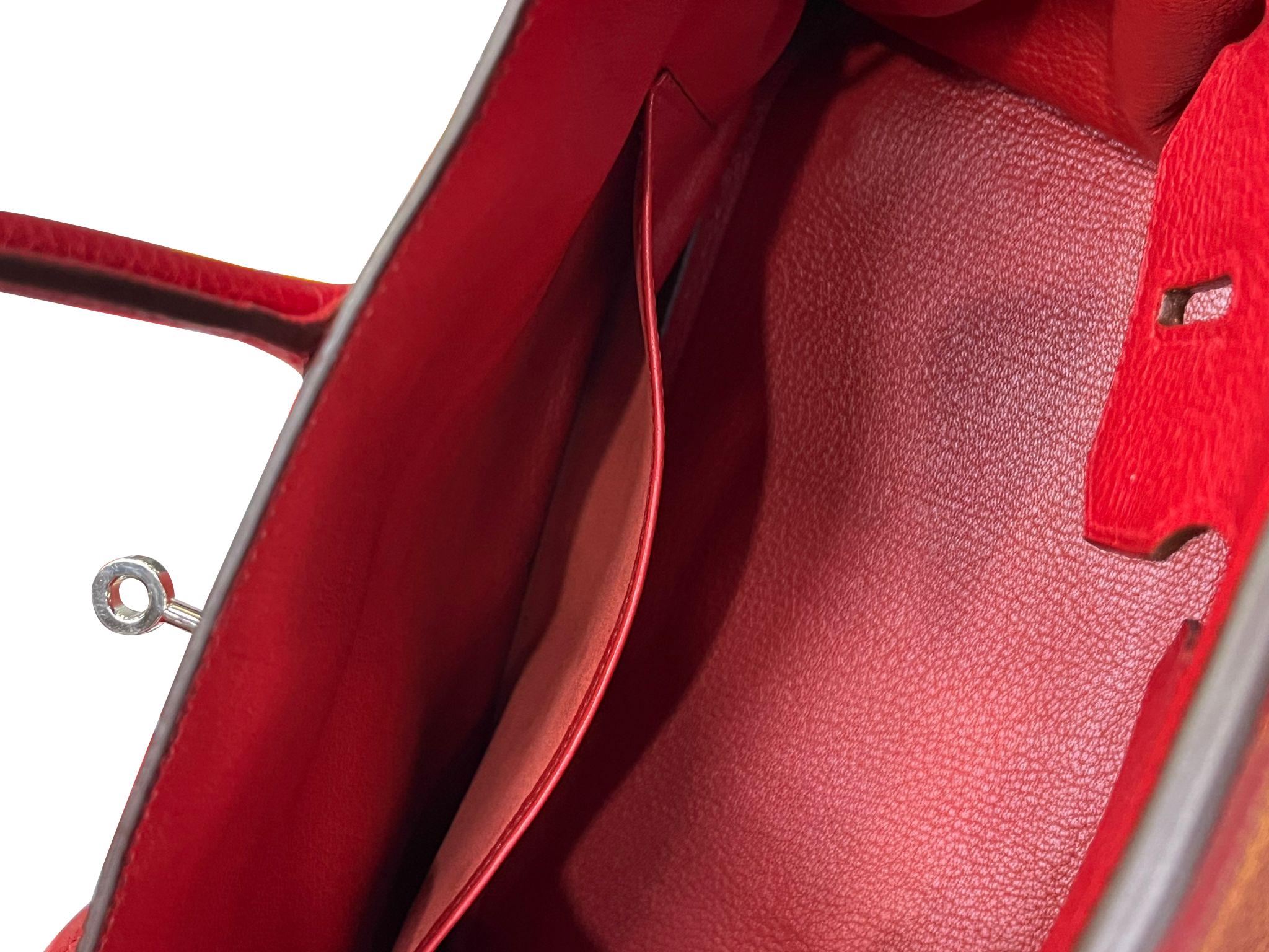 Hermes Birkin 30cm Red Togo Leather Tote Handbag 14
