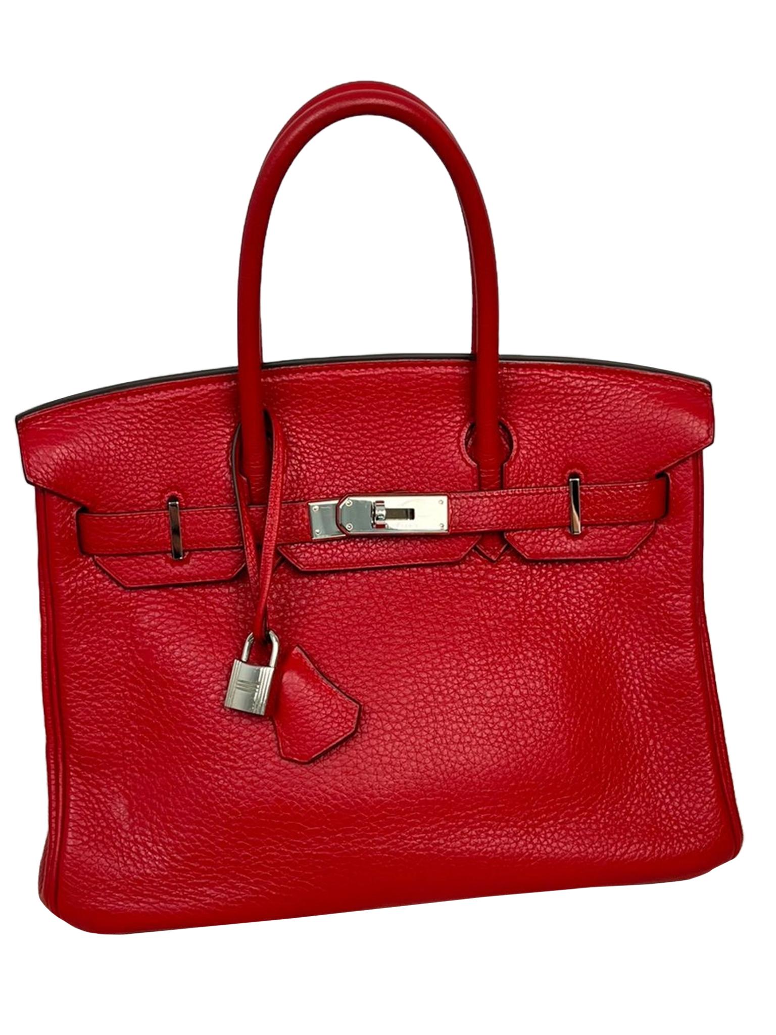 Women's Hermes Birkin 30cm Red Togo Leather Tote Handbag