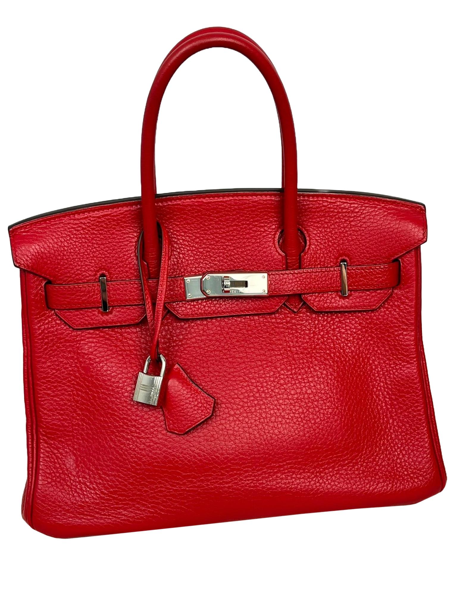 Hermes Birkin 30cm Red Togo Leather Tote Handbag 1