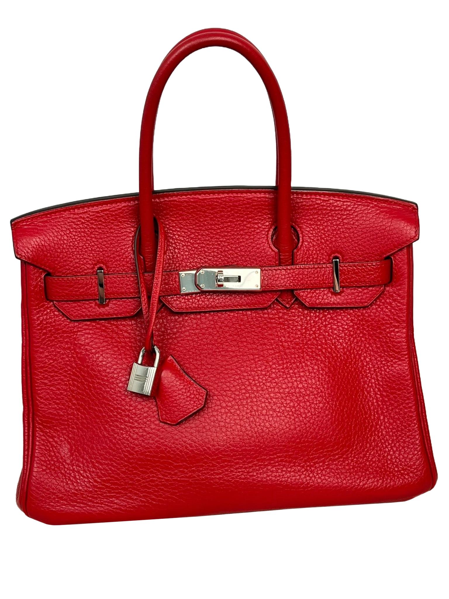 Hermes Birkin 30cm Red Togo Leather Tote Handbag 2