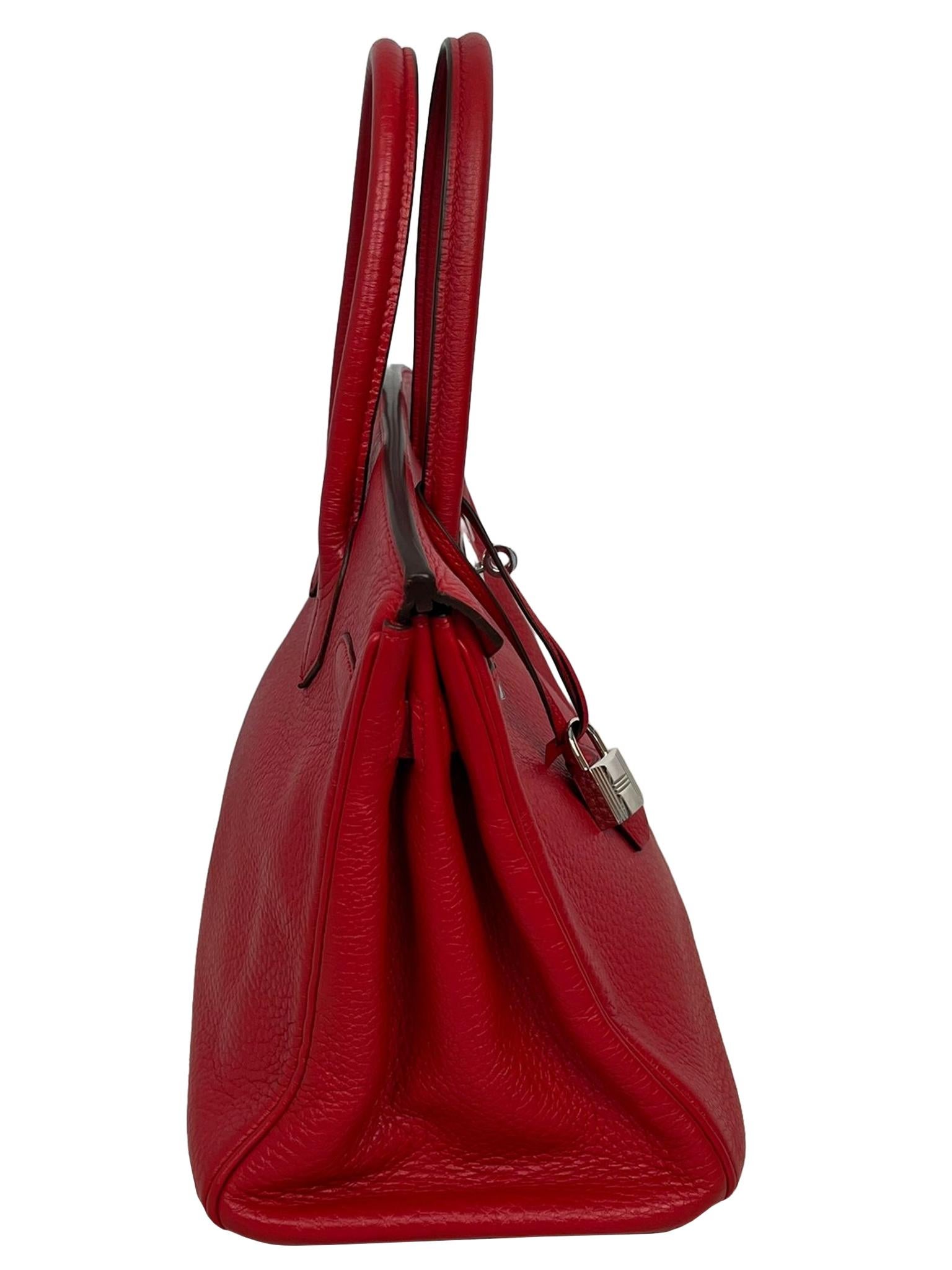 Hermes Birkin 30cm Red Togo Leather Tote Handbag 3