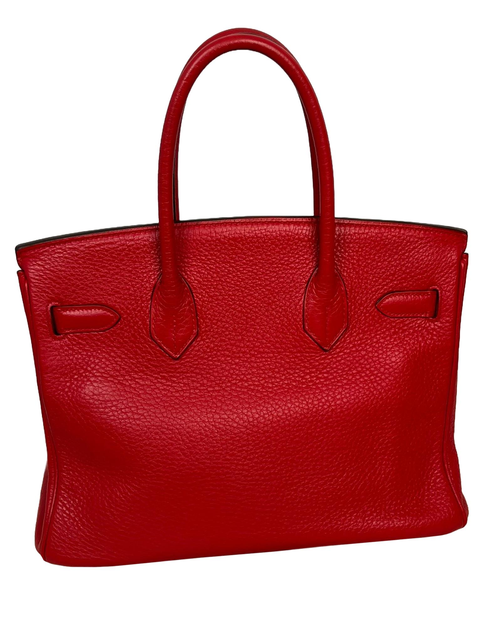 Hermes Birkin 30cm Red Togo Leather Tote Handbag 4