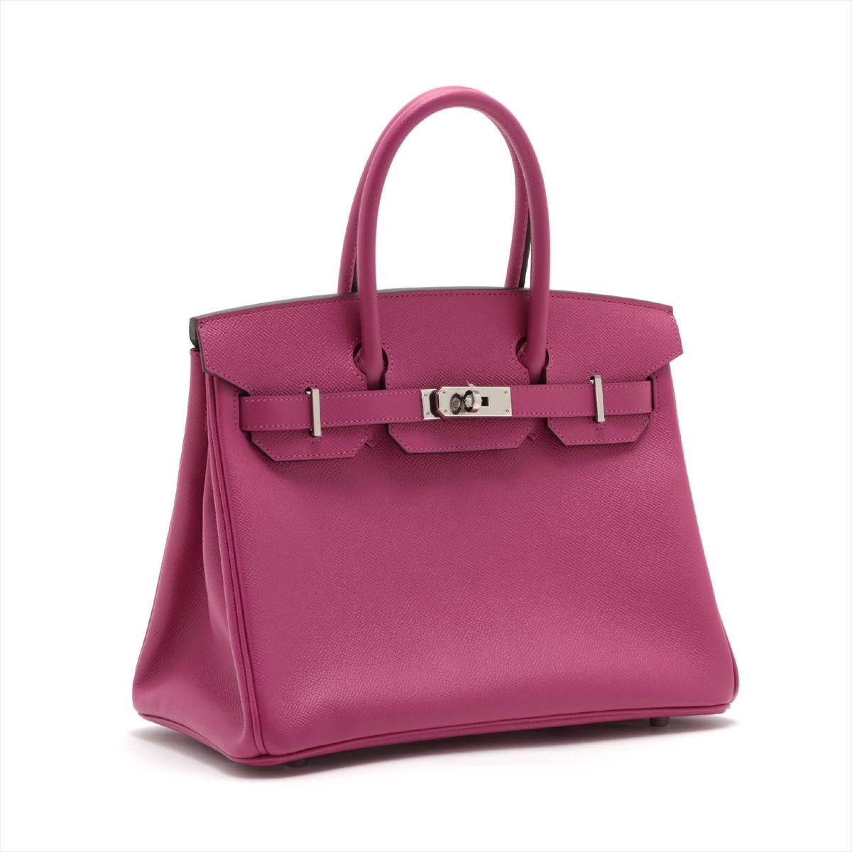 Hermes Birkin 30cm Rose Pourpre Epsom Leather Palladium Hardware In Good Condition For Sale In Sydney, New South Wales