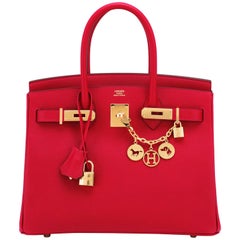 Hermes Birkin 30cm Rouge Casaque Birkin Bag Red Epsom Gold Y Stamp, 2020 