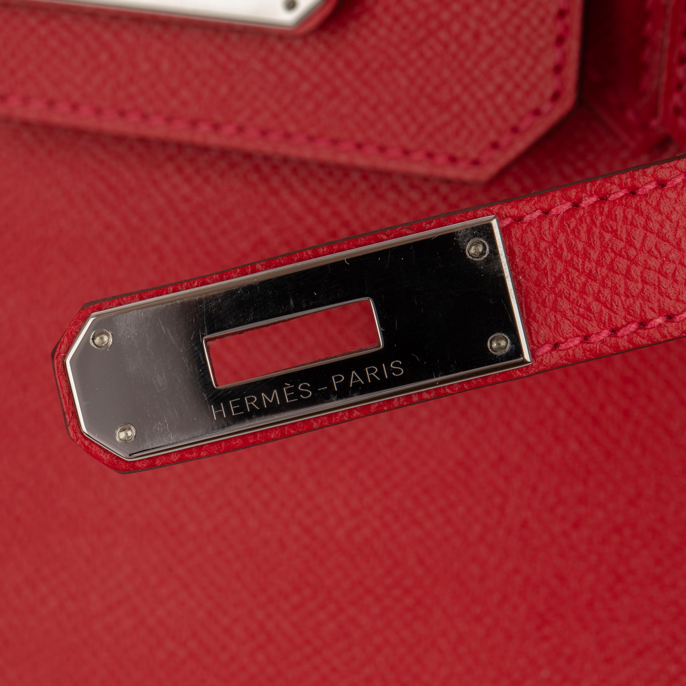 Hermes Birkin 30cm Rouge Casaque Epsom Leather Palladium Hardware For Sale 6