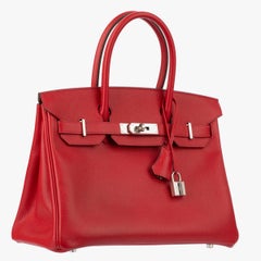 Hermes Birkin 30cm Rouge Casaque Epsom Leather Palladium Hardware
