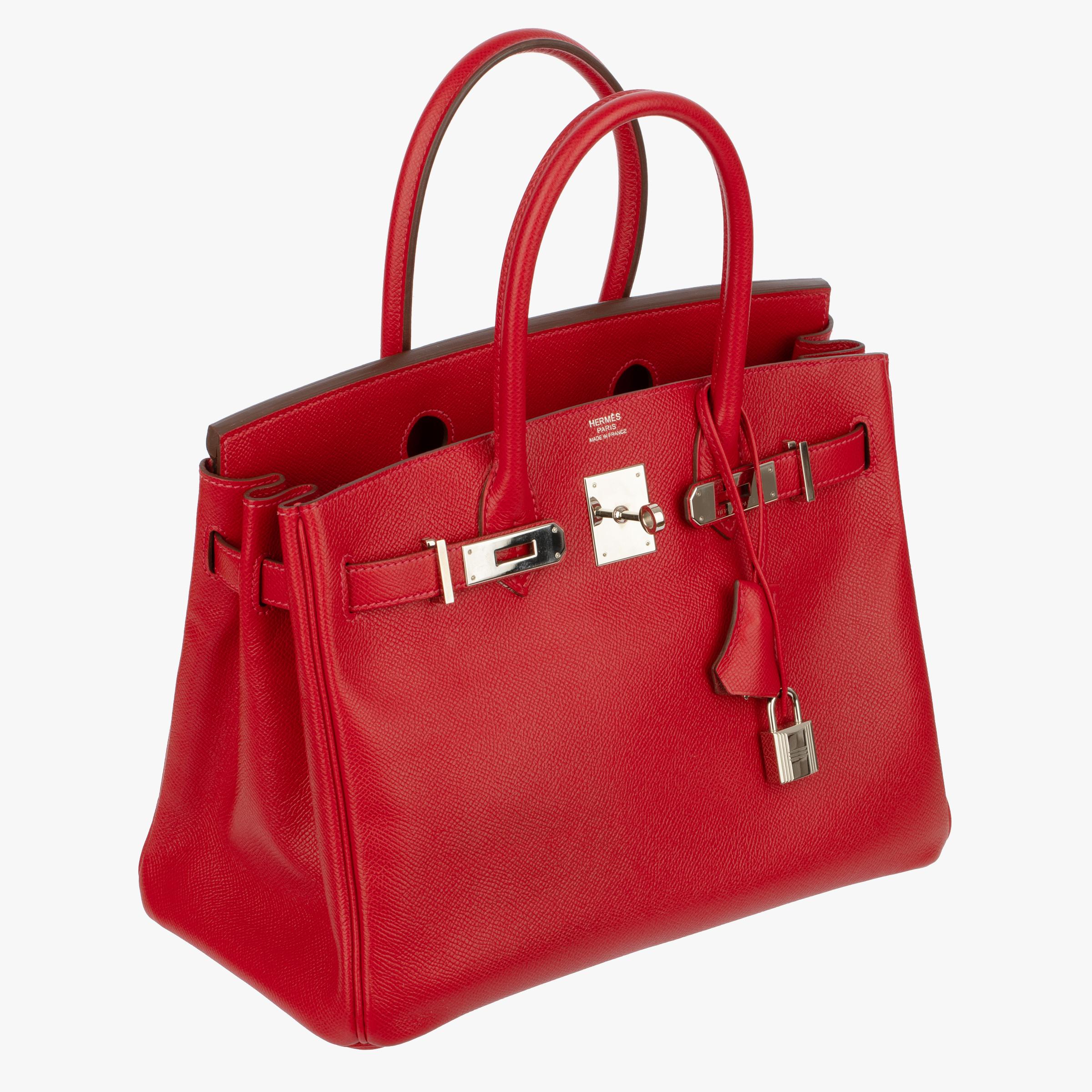 Hermes Birkin 30cm Rouge Casaque Epsom Leather Palladium Hardware In Excellent Condition For Sale In Sydney, New South Wales
