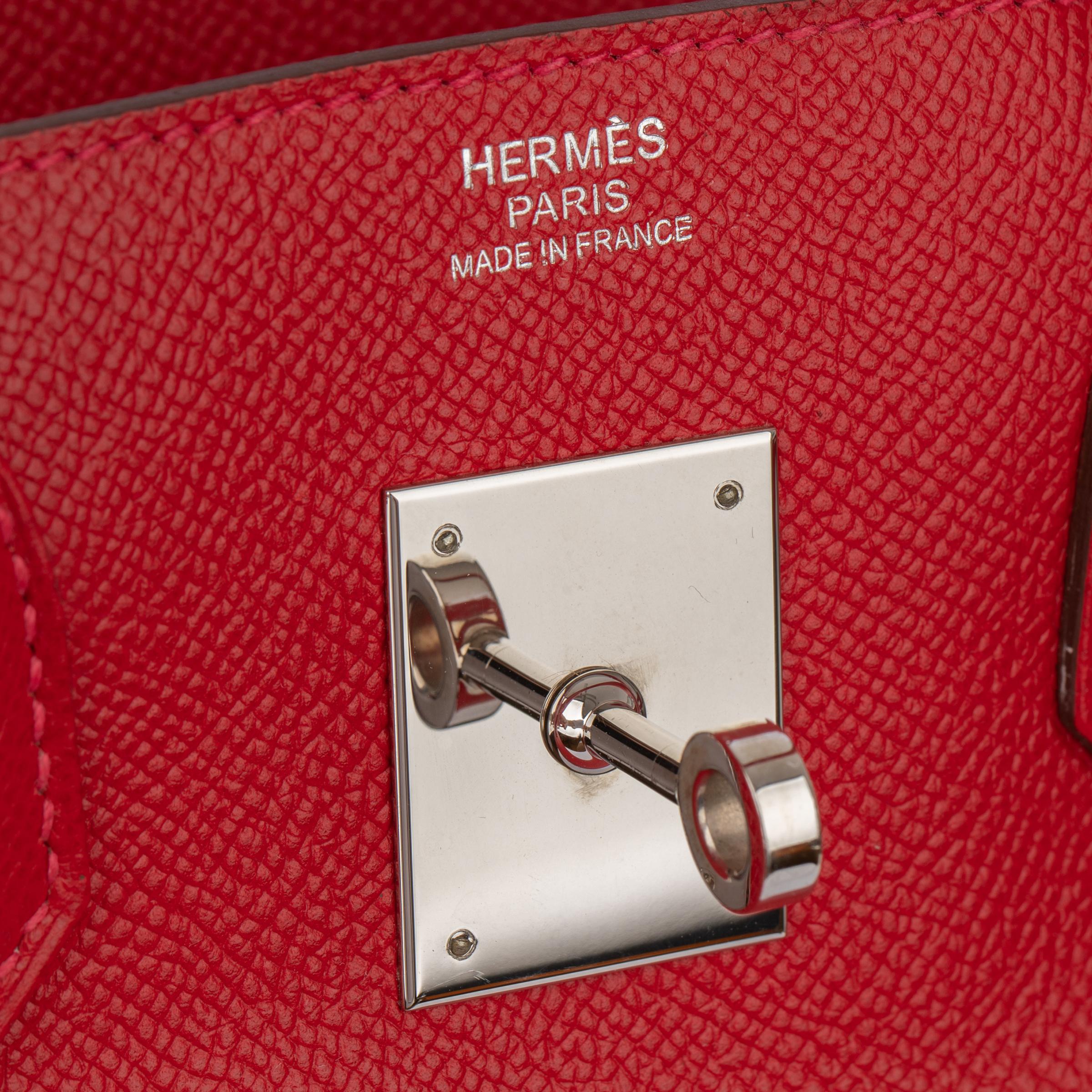 Hermes Birkin 30cm Rouge Casaque Epsom Leather Palladium Hardware For Sale 1