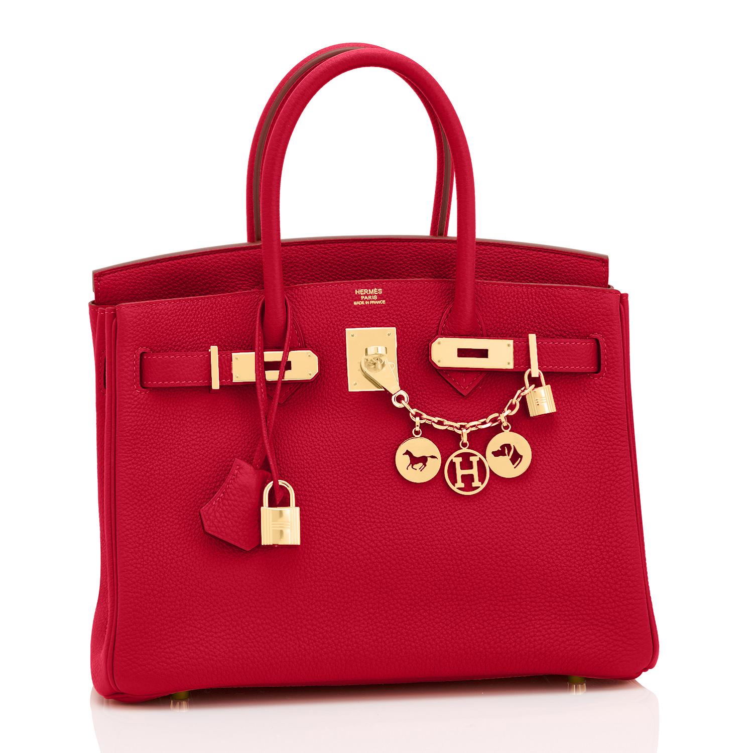 Hermes Rouge Vif Lipstick Red 30cm Birkin Gold Hardware Y Stamp, 2020
Just purchased from Hermes store! Bag bears new interior 2020 Y Stamp.
Brand New in Box.  Store Fresh.  Pristine Condition (with plastic on hardware).
Perfect gift! Coming with