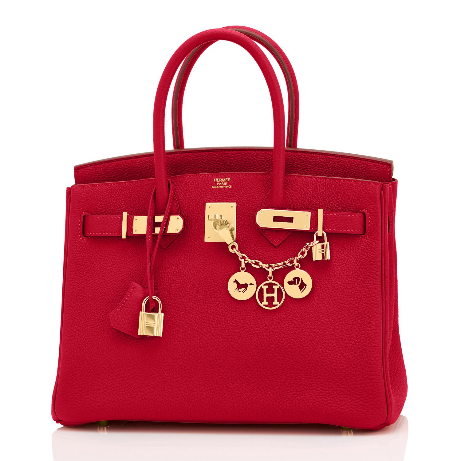 Hermes Birkin 30cm Rouge Vif Lipstick Red Togo Gold Hardware Y Stamp ...