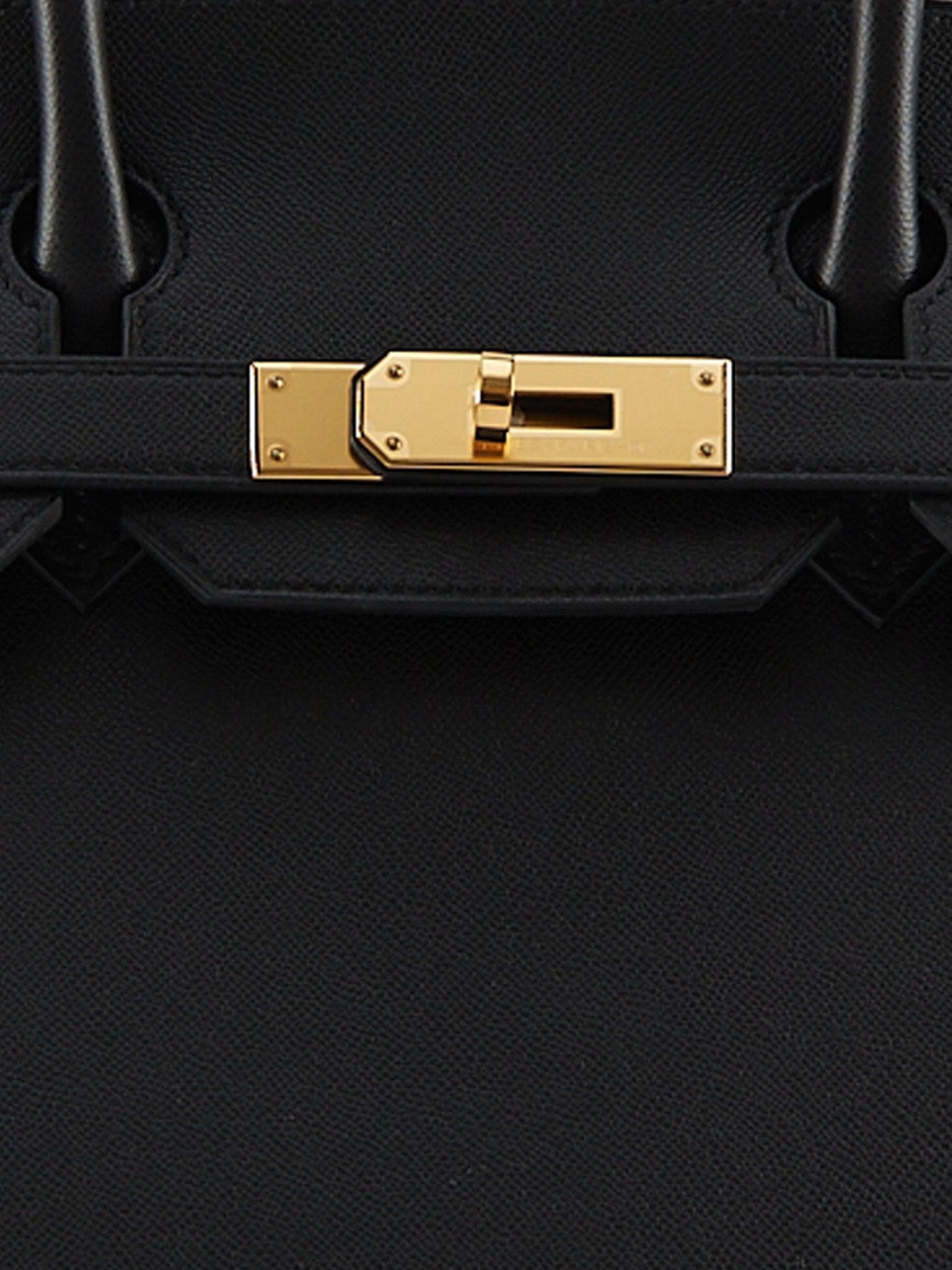 HERMÈS BIRKIN 30CM SELLIER BLACK Madame Leather with Gold Hardware For ...
