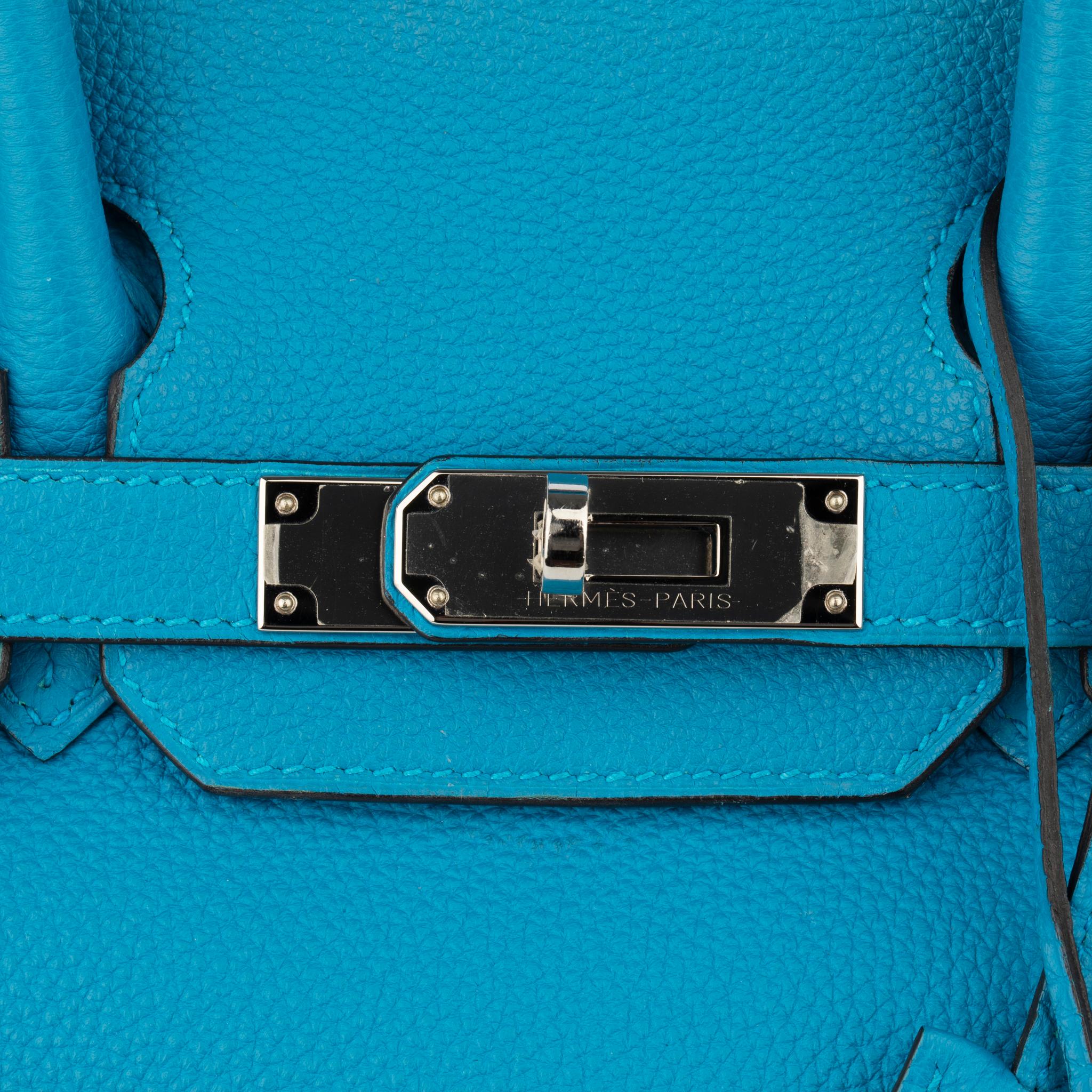 Hermes Birkin 30cm Verso Blue Zanzibar & Malachite Togo Leather 7