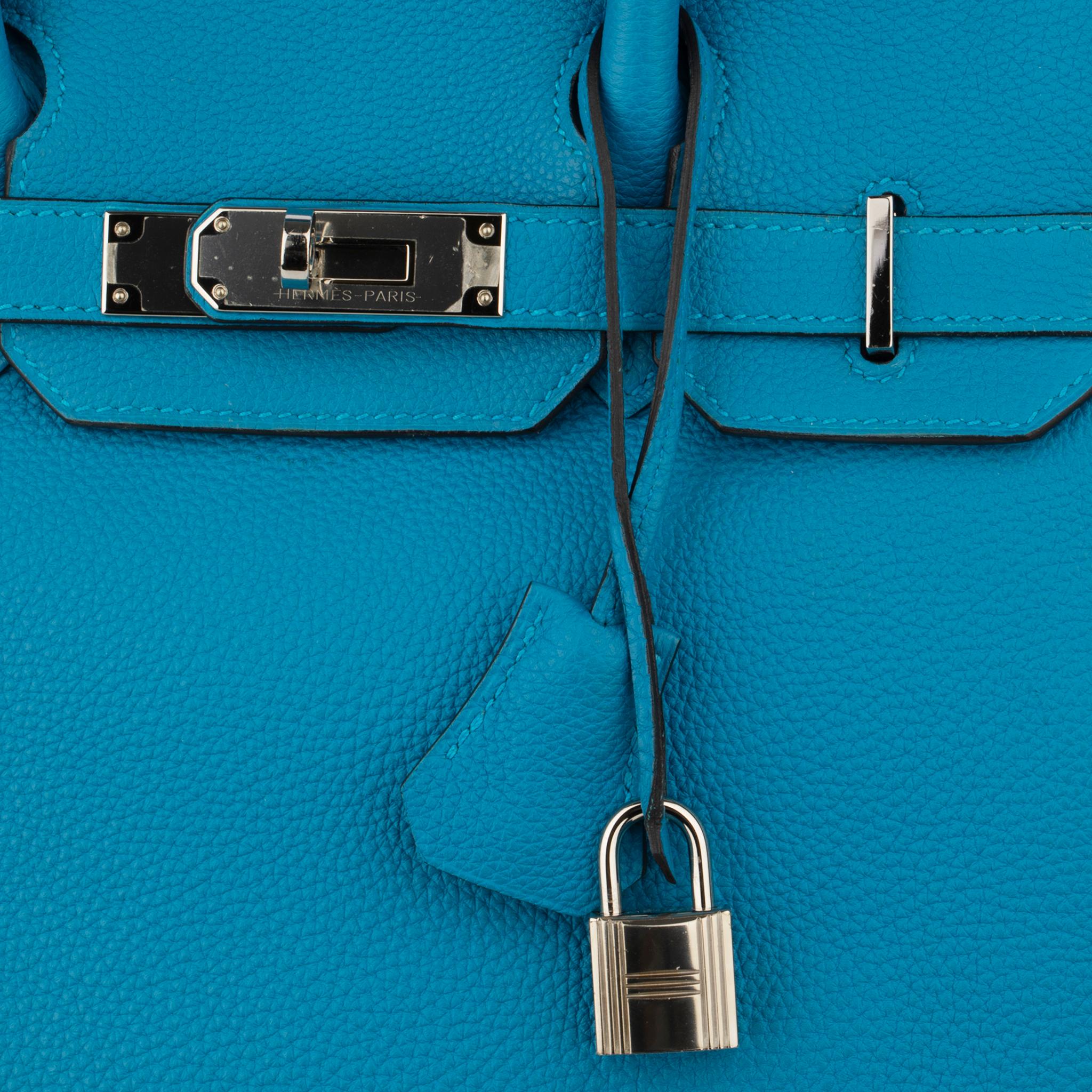 Hermes Birkin 30cm Verso Blue Zanzibar & Malachite Togo Leather 8