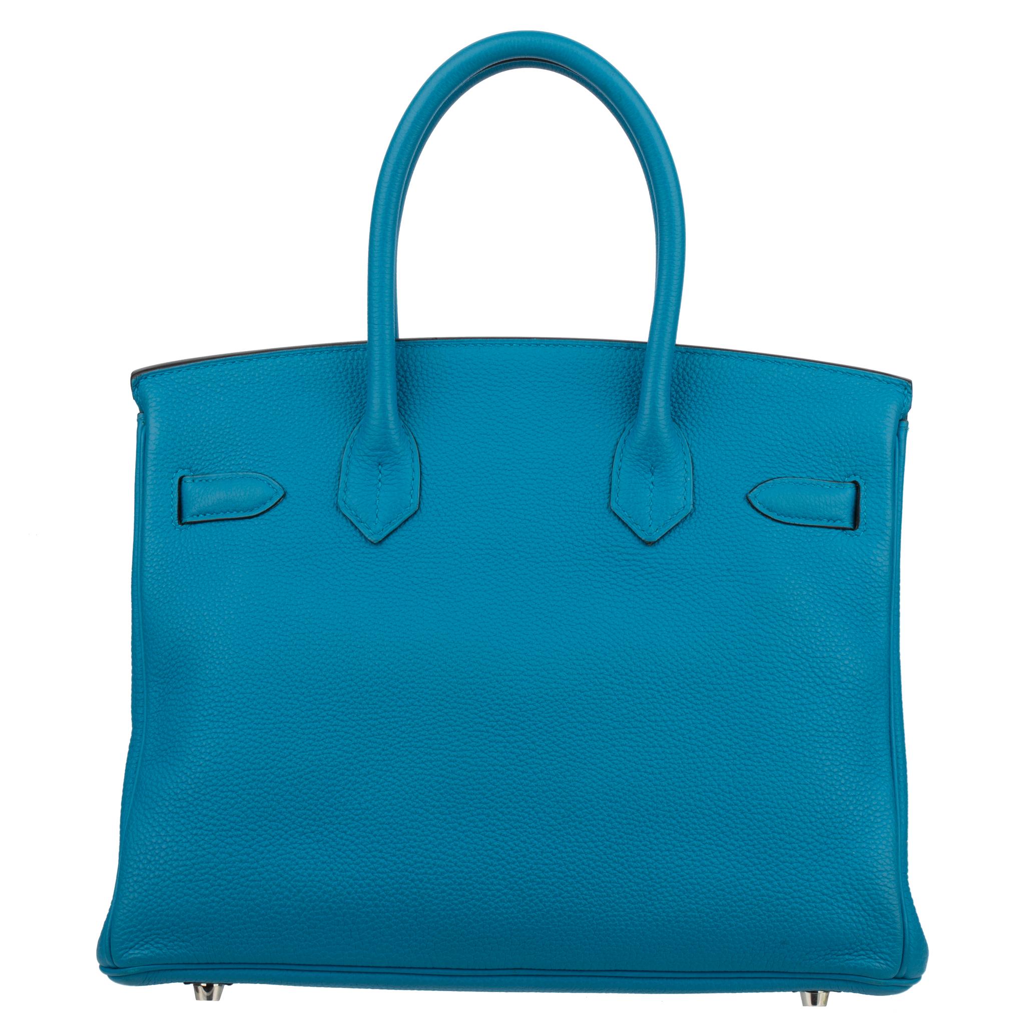 Hermes Birkin 30cm Verso Blue Zanzibar & Malachite Togo Leather 1