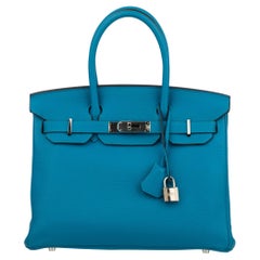 Hermes Birkin 30cm Verso Blue Zanzibar & Malachite Togo Leather