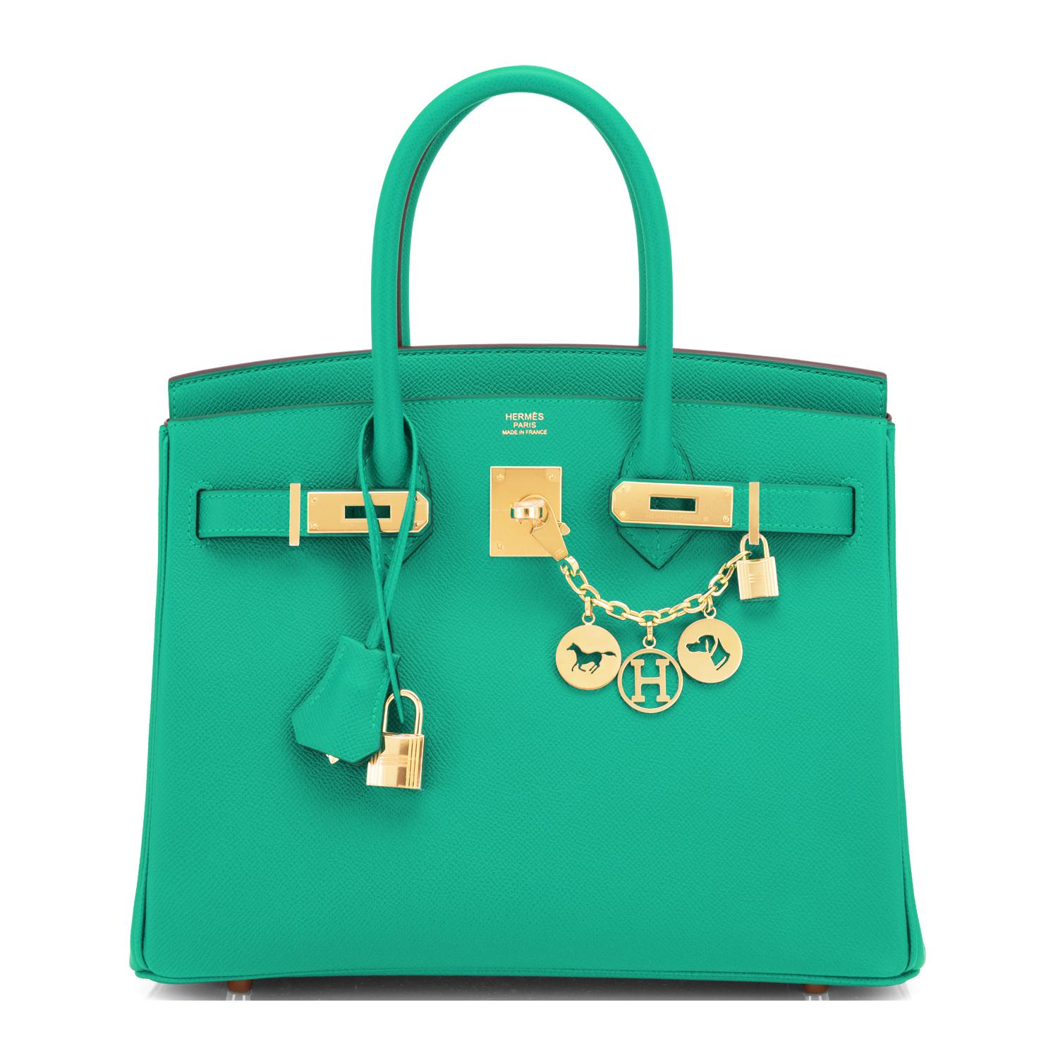 Hermes Birkin 30cm Vert Jade Birkin Green Epsom Gold Hardware Bag U Stamp, 2022 2