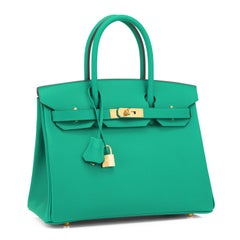 Hermes Birkin 30cm Vert Jade Birkin Green Epsom Gold Hardware Bag U Stamp, 2022